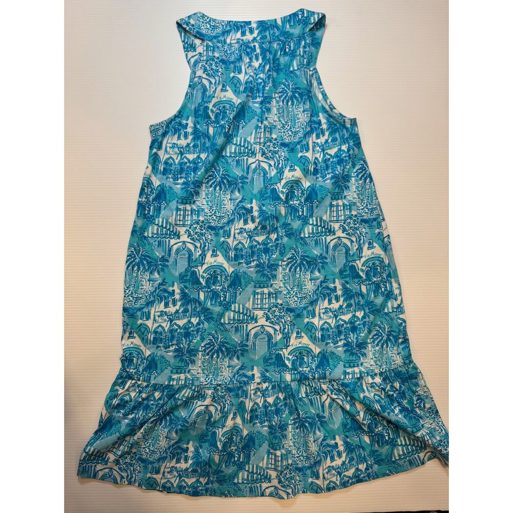 Lilly Pulitzer Lindy Dress XXS Amalfi Blue Swing Shift Resort Tropical Cotton - Picture 6 of 12